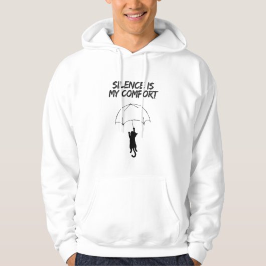 Silence Is My Comfort – Editable Quote Cat Hoodie パーカ (正面)