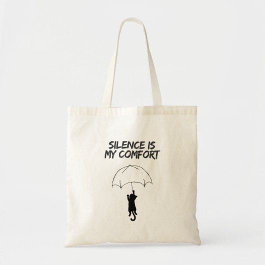 Silence Is My Comfort– Editable Quote Cat Tote Bag トートバッグ (正面)