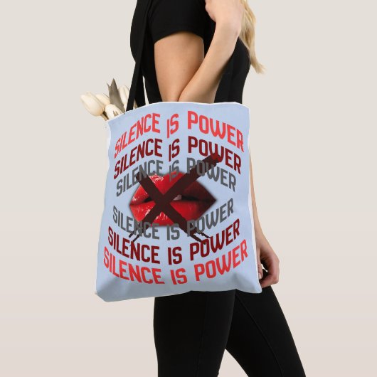 Silence Is Power Bold Typography Art トートバッグ (クローズアップ)