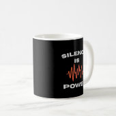 Silence Is Power Inspirational Minimal Soundwave  コーヒーマグカップ (正面右)