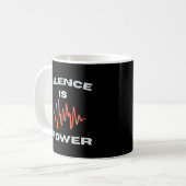 Silence Is Power Inspirational Minimal Soundwave  コーヒーマグカップ (正面左)