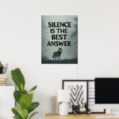 Silence Is The Best Answer – Wolf Head Motivationa ポスター (ホームオフィス)