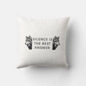 Silence Is The Best Answer – Wolf Throw Pillow for クッション (裏面)