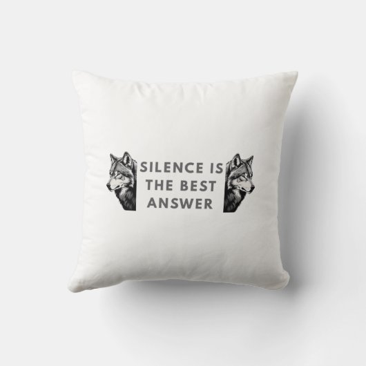 Silence Is The Best Answer – Wolf Throw Pillow for クッション (裏面)