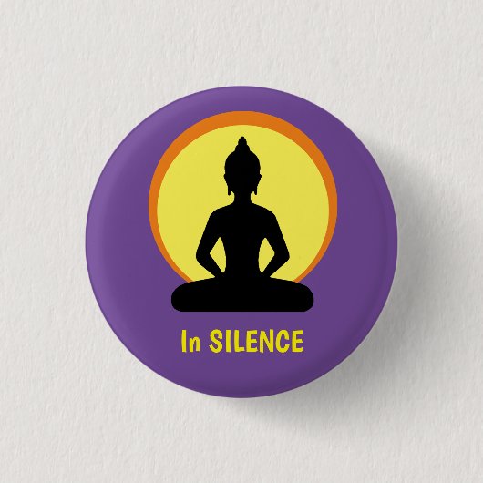 SILENCE Meditation & Buddha (Vipassana) 缶バッジ (正面)