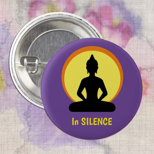 SILENCE Meditation & Buddha (Vipassana) 缶バッジ