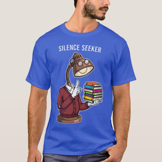 Silence Seeker Lamp Scholar Bookworm boy Tシャツ (正面)