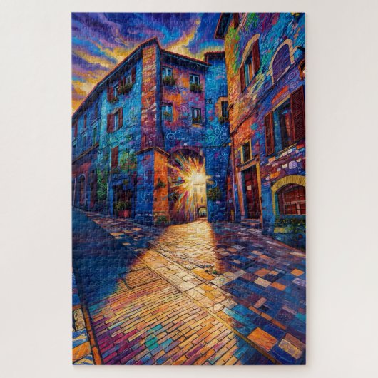 Silent Alley Colorful Assisi Art Jigsaw Puzzle ジグソーパズル (縦)