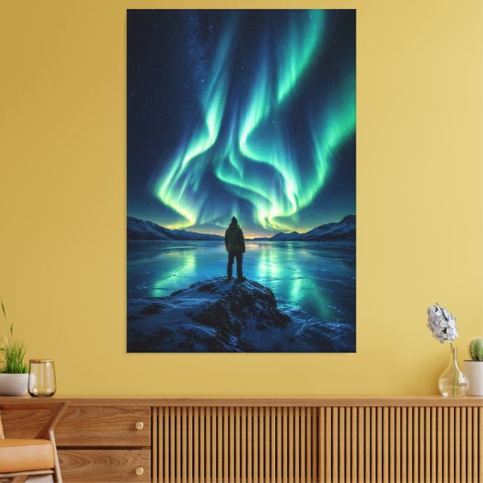 Silent Awakening – Aurora Borealis Canvas Print キャンバスプリント (インサイチュ (リビング))
