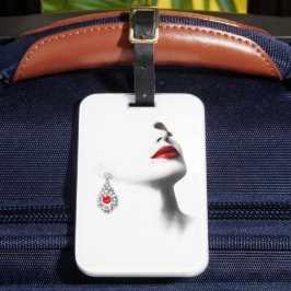 Silent Beauty – Monochrome Charcoal Art with Red  ラゲッジタグ