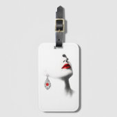 Silent Beauty – Monochrome Charcoal Art with Red  ラゲッジタグ (正面縦)