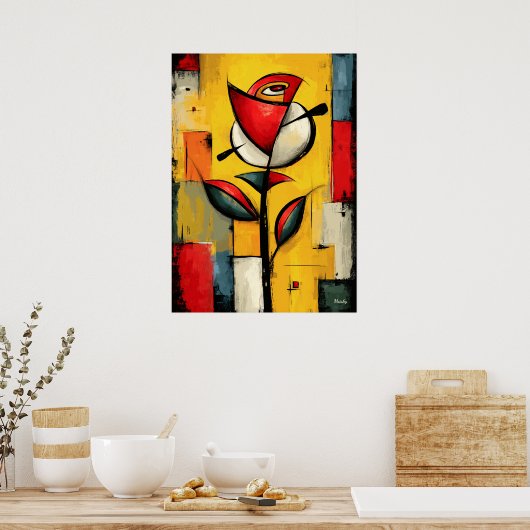 Silent Bloom — Contemporary Abstract Expressionism ポスター (キッチン)