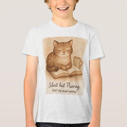Silent but Purring Cat Tee トライブレンドTシャツ (正面)