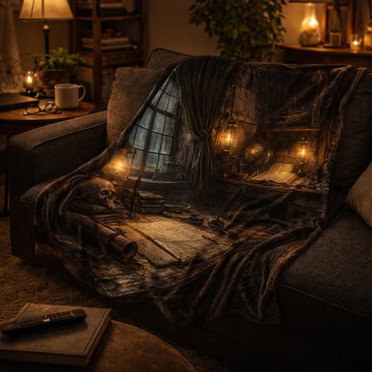 Silent Cabin — Pirate Ship Interior Scene フリースブランケット