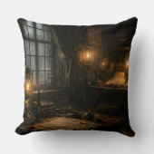 Silent Cabin — Pirate Ship Interior Throw Pillow クッション (正面)