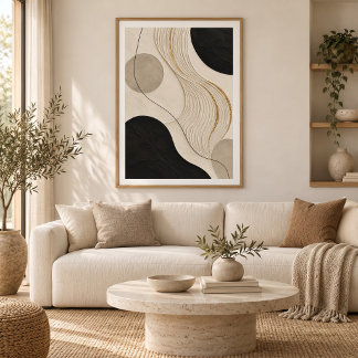 Silent Current | Minimal Abstract Plaster Art Prin ポスター
