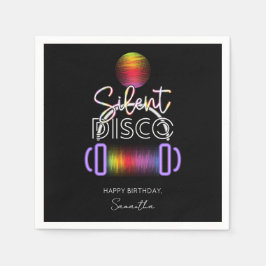 Silent Disco Neon Headphones Adult Birthday Party スタンダードカクテルナプキン