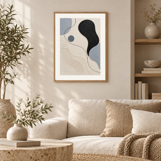 Silent Flow | Minimal Abstract Plaster Art Print ポスター