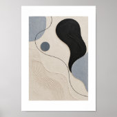 Silent Flow | Minimal Abstract Plaster Art Print ポスター (正面)