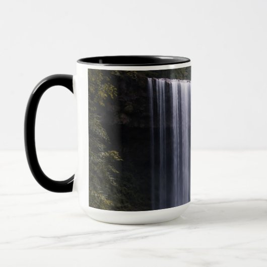 Silent Forest Waterfall – Calm Nature Landscape マグカップ (左)