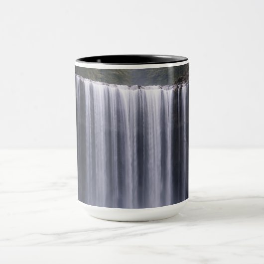 Silent Forest Waterfall – Calm Nature Landscape マグカップ (中央)