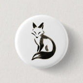 Silent Fox – Minimalist Ink Brush Design on 缶バッジ (正面)