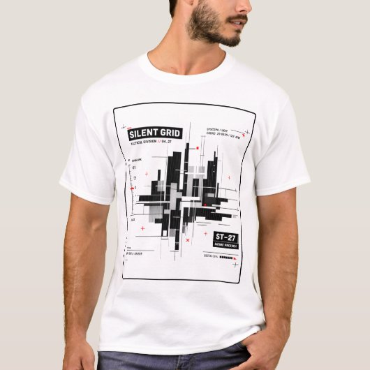 Silent Grid | Tactical Minimal Tech Grid Streetwea Tシャツ (正面)