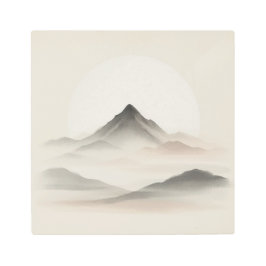 Silent Mountain Japandi Art for Modern Zen Walls メタルプリント