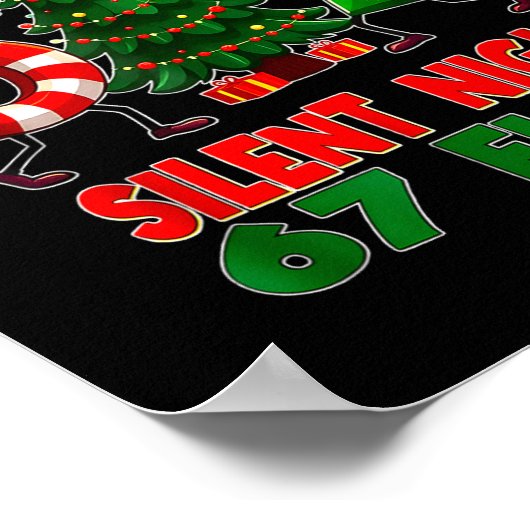 Silent Night Christmas Tree 67 Pajamas Funny Six S ポスター (角)