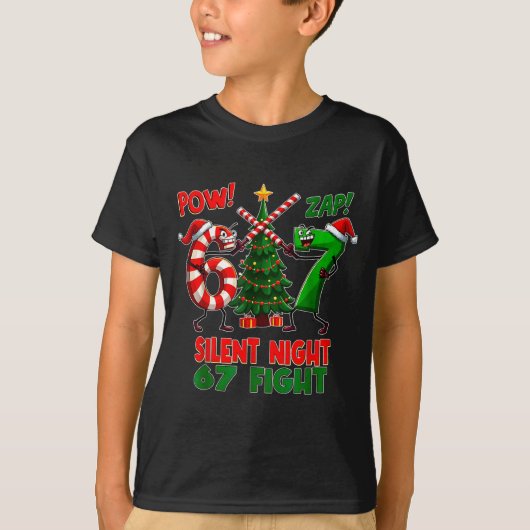 Silent Night Christmas Tree 67 Pajamas Funny Six S Tシャツ (正面)