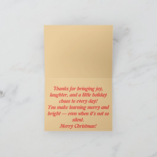 Silent Night Classroom | Funny Teacher Christmas C カード (内部)