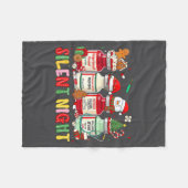 Silent Night Funny Nurse Christmas Design  フリースブランケット (正面(横))