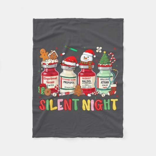 Silent Night Funny Nurse Christmas Design  フリースブランケット (正面)