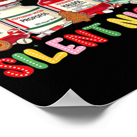 Silent Night Funny Nurse Christmas Design  ポスター (角)