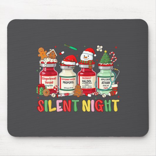 Silent Night Funny Nurse Christmas Design  マウスパッド (正面)