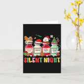 Silent Night Funny Nurse Christmas Design Long Sle カード (黄色い花)