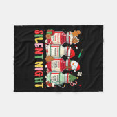 Silent Night Funny Nurse Christmas Design Long Sle フリースブランケット (正面(横))
