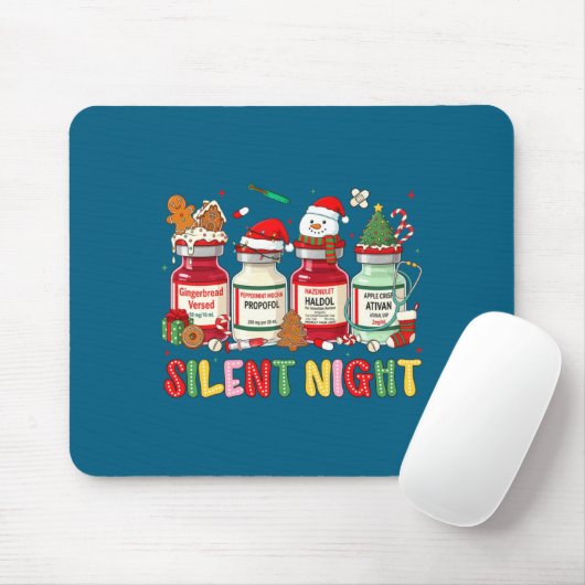 Silent Night Funny Nurse Christmas Design Long Sle マウスパッド (マウス)
