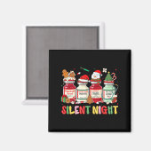 Silent Night Funny Nurse Christmas Design Long Sle マグネット (正面/裏面)