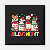 Silent Night Funny Nurse Christmas Design Long Sle マグネット (正面)