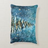 Silent Night Glow Bright Christmas Forest Tree アクセントクッション (裏面(縦))