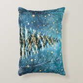 Silent Night Glow Bright Christmas Forest Tree アクセントクッション (正面(垂直))