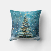 Silent Night Glow Bright Christmas Forest Tree クッション (裏面)
