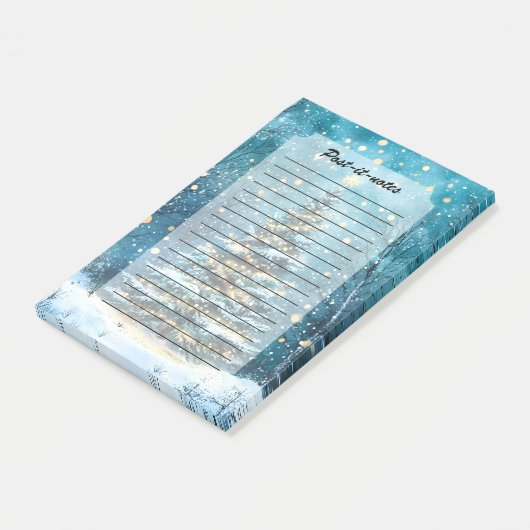 Silent Night Glow Bright Christmas Forest Tree ポストイット (アングル)