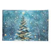 Silent Night Glow Bright Christmas Forest Tree 枕カバー (裏面)