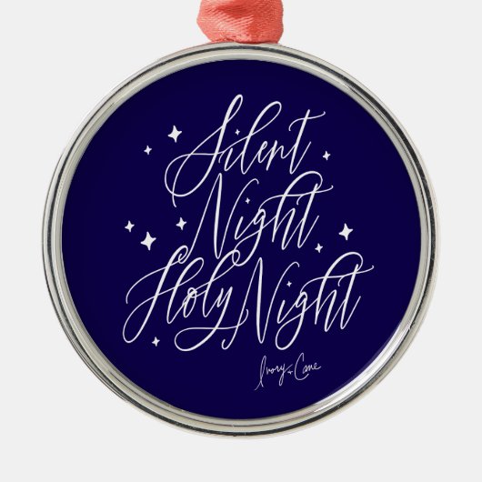 Silent Night Holy Night Blue Christmas Ornament メタルオーナメント (正面)