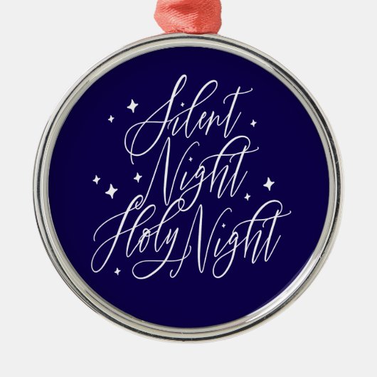 Silent Night Holy Night Blue Christmas Ornament メタルオーナメント (正面)