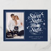 Silent Night Holy Night Christmas Holiday 箔シーズンカード (正面)