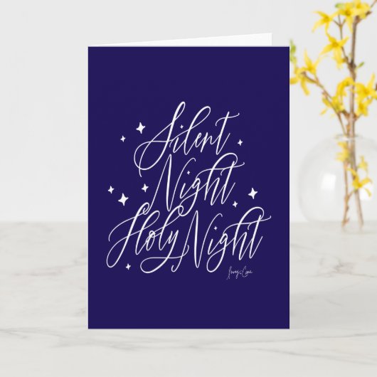 Silent Night Holy Night Holiday Christmas Card カード (黄色い花)