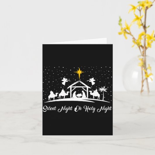 Silent Night Holy Night Nativity Scene Christian C カード (黄色い花)